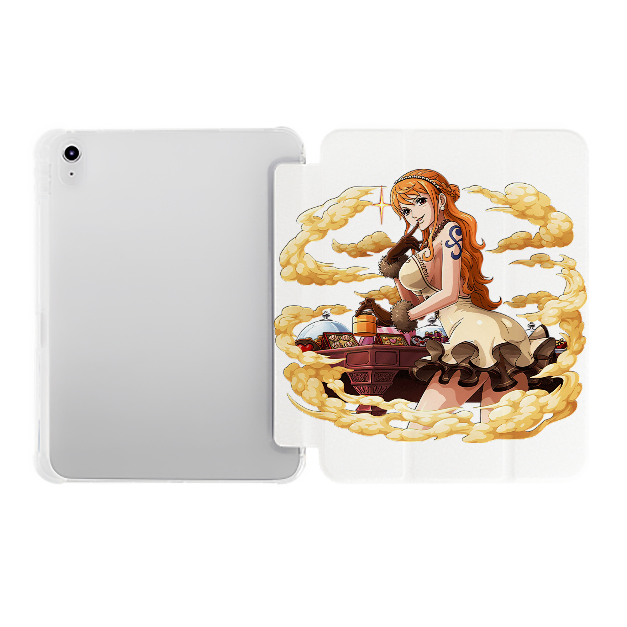 （画像用） ワンピース ナミ ONE PIECE Nami IPad ケース ペン収納付き 三つ折りスタンド PUレザー×シリコン 対応機種9.5/10.5/10.9インチ